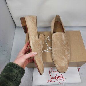 Christian Louboutin MENS Dandelion Suede Tan Loafer Shoe